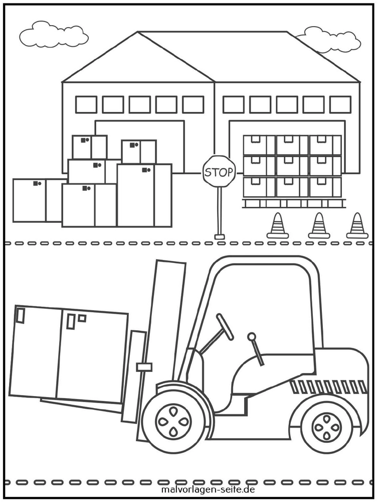 malvorlage-baustellenfahrzeug-gabelstapler-lagerraeume