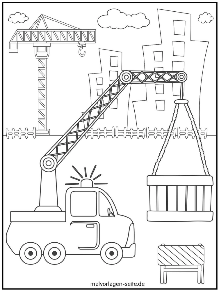 malvorlage-baustellenfahrzeug-mit-kran-und-urbaner-umgebung