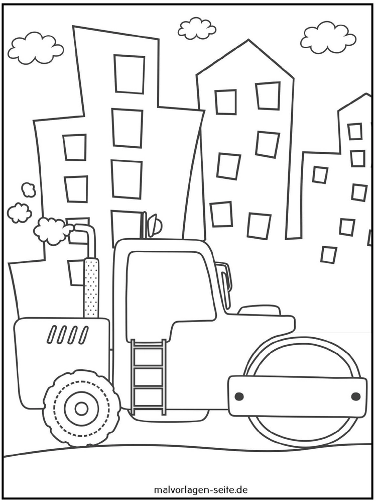 malvorlage-baustellenfahrzeug-vor-stadt