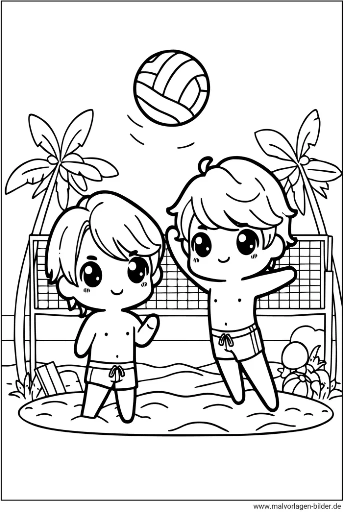 malvorlage-beachvolleyball-kinder-am-strand