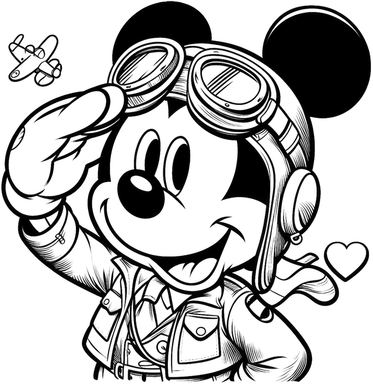 malvorlage-bekannter-charakter-im-pilotenlook-und-flugzeugen