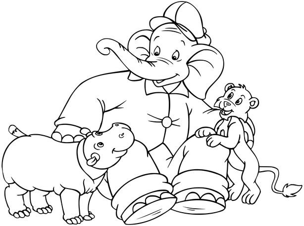 malvorlage-benjamin-bluemchen-nilpferdbaby-loewenbaby