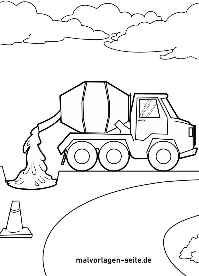 malvorlage-betonmischer-auf-baustelle