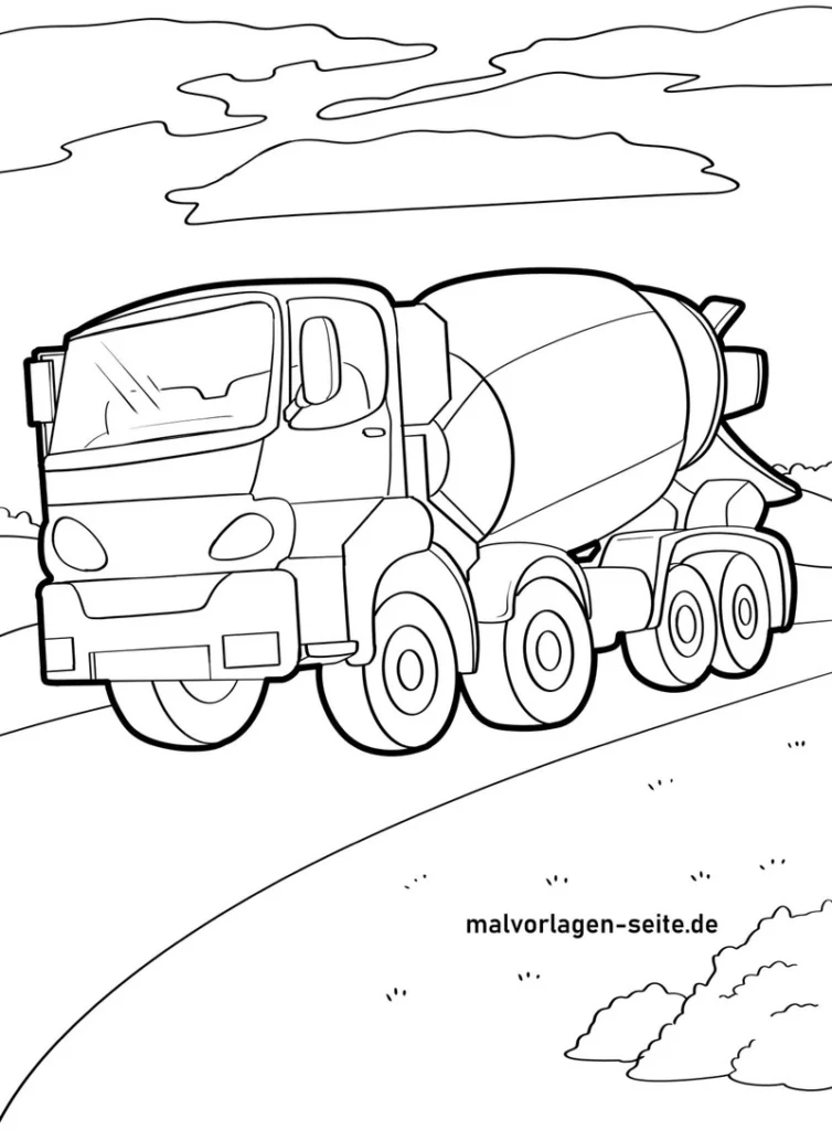 malvorlage-betonmischer-auf-baustelle
