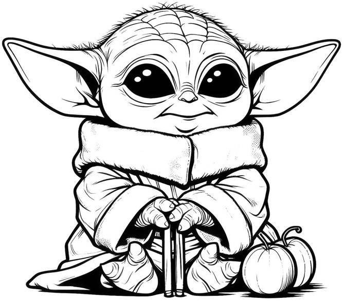 malvorlage-bezaubernde-fantasiefigur-mit-kuerbis