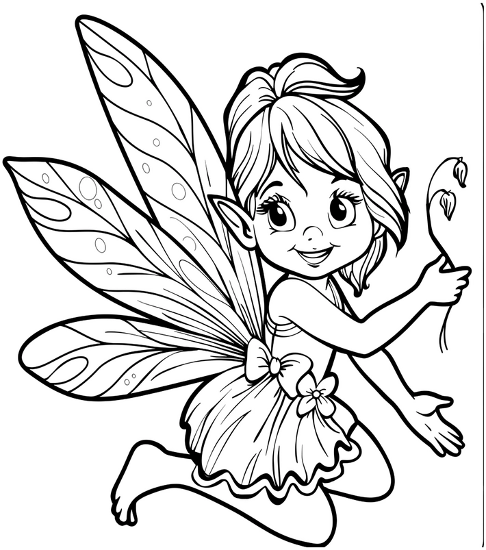 malvorlage-bezaubernde-fee-mit-bunten-fluegeln-und-blume