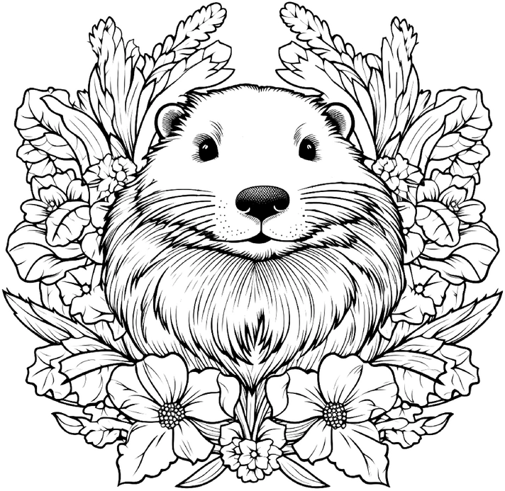malvorlage-biber-mit-blumen