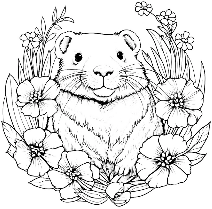 malvorlage-biber-und-blumen