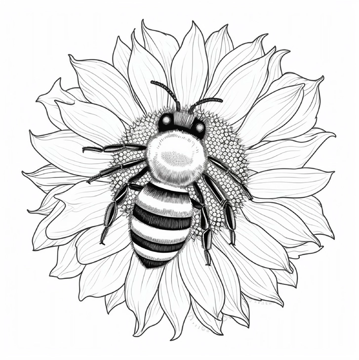 malvorlage-biene-auf-sonnenblume