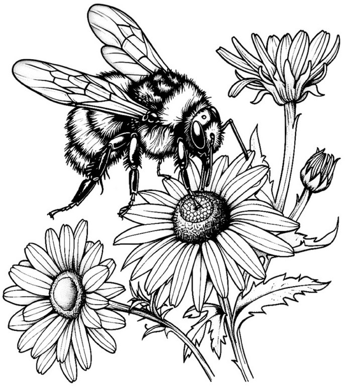 malvorlage-biene-blume-ausmalen
