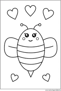 malvorlage-biene-herzen-ausmalen