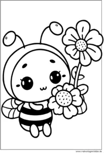 malvorlage-biene-mit-blume-ausmalbild