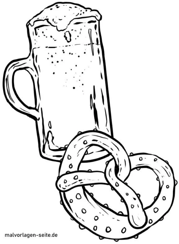 malvorlage-bier-brezel-ausmalen