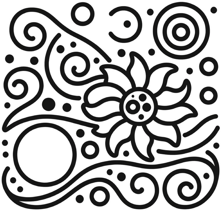 malvorlage-blume-geschwungene-linien-kreativ-ausmalen
