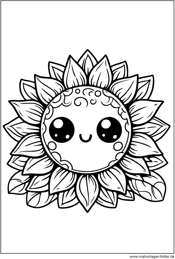 malvorlage-blume-mit-augen-und-sonnenstrahlen