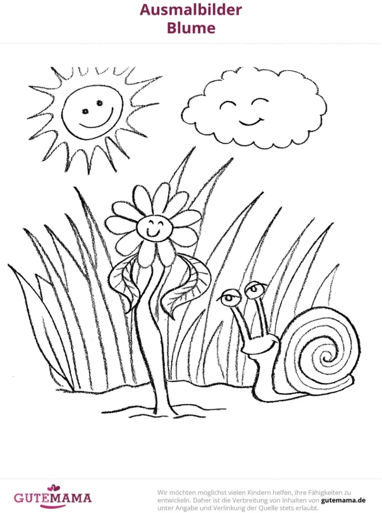 malvorlage-blume-schnecke-sonne-wiese