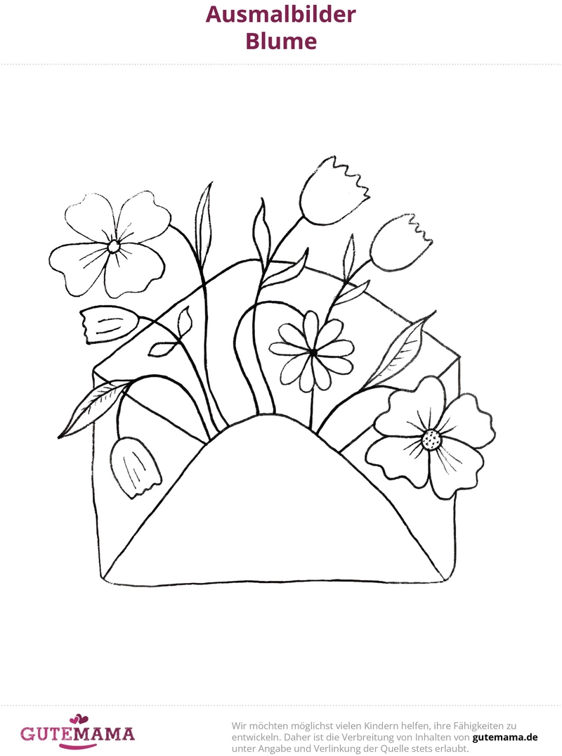 malvorlage-blumen-im-umschlag-ausmalbild