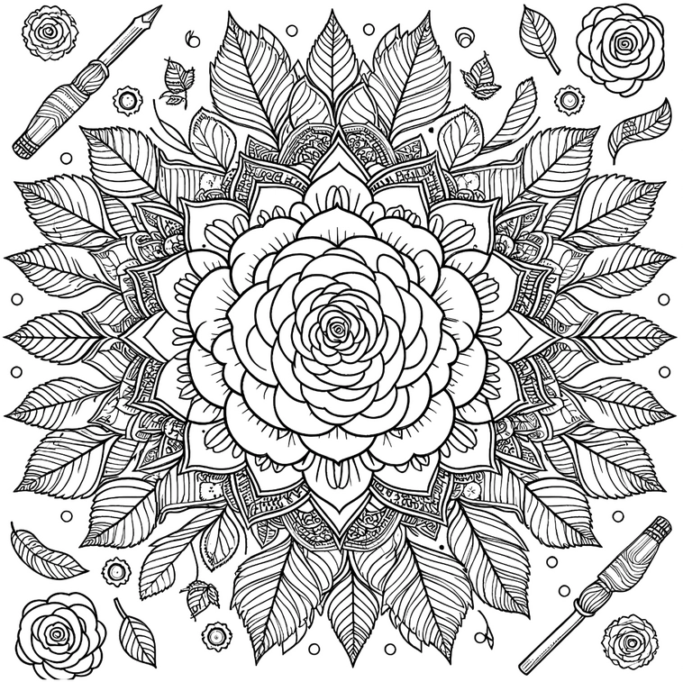 malvorlage-blumen-rose-ausmalbild