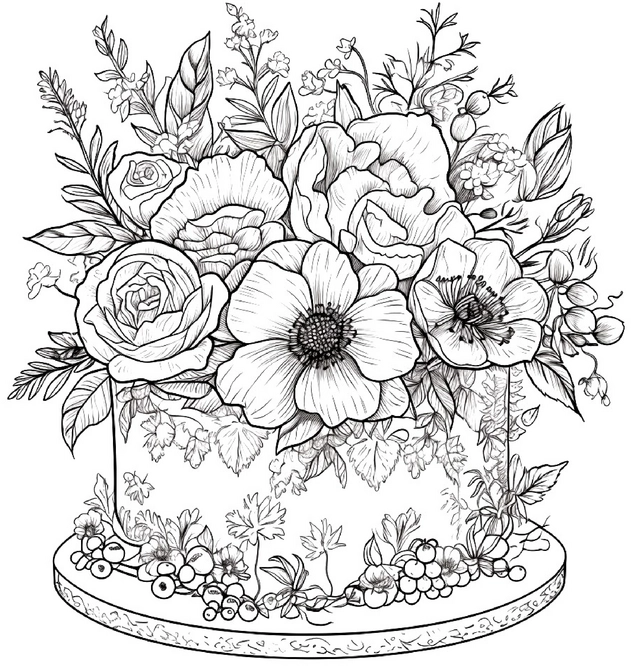 malvorlage-blumen-torte-ideen