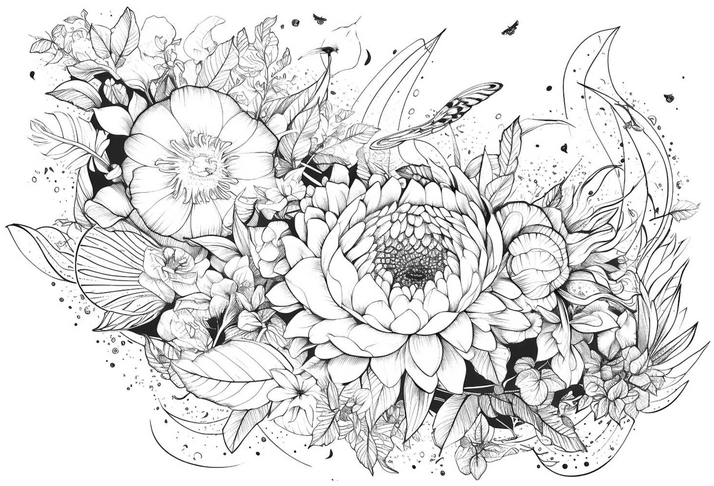 malvorlage-blumen-und-blaetter-ausmalbild