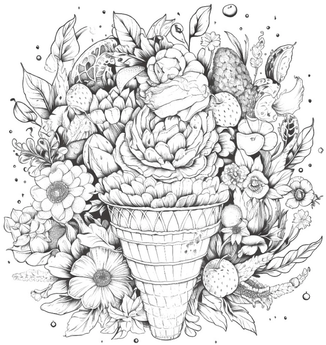 malvorlage-blumen-und-eisbecher-ausmalbild