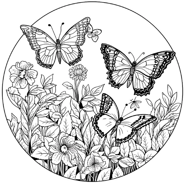 malvorlage-blumen-und-schmetterlinge-ausmalbild