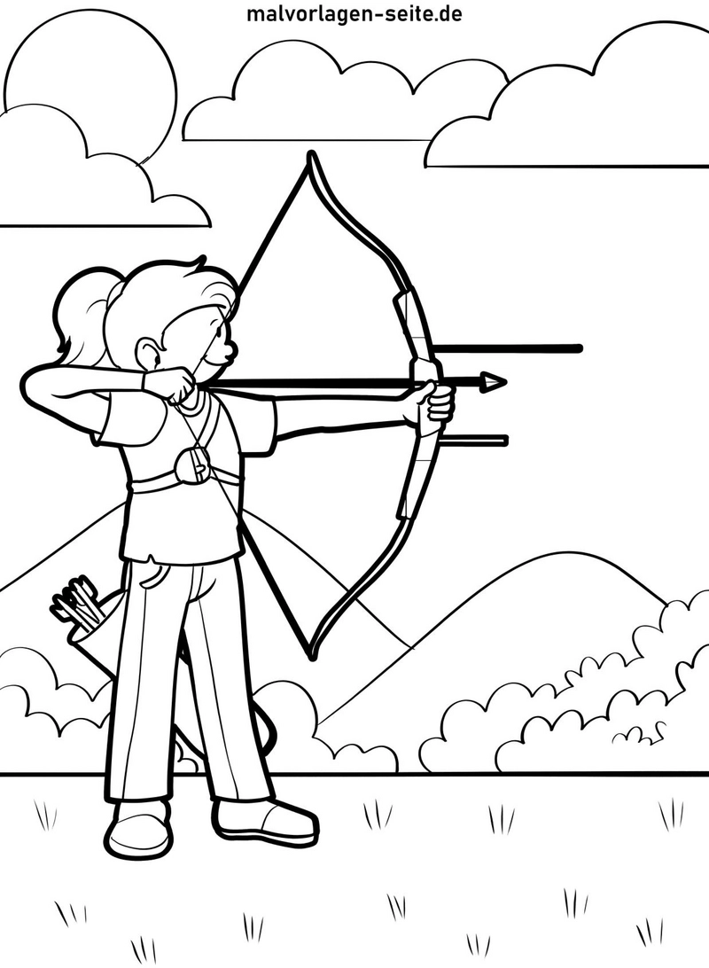 malvorlage-bogenschiessen-kreative-auszeiten