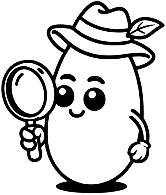 malvorlage-bohne-mit-vergroesserungsglas-und-hut