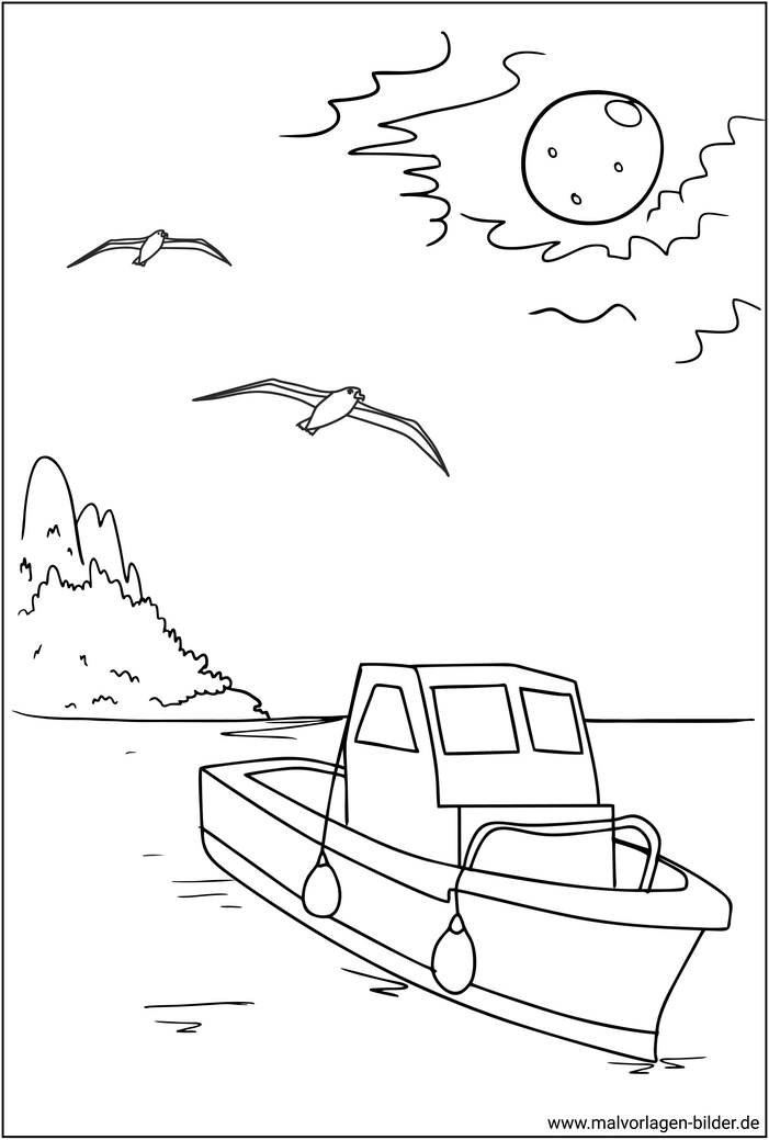 malvorlage-boot-auf-dem-wasser-zum-ausdrucken