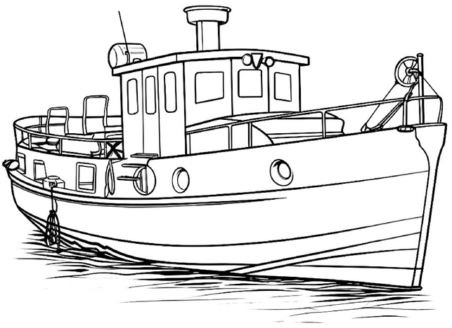 malvorlage-boot-auf-dem-wasser