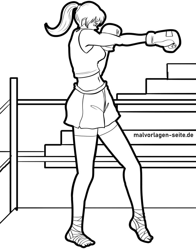 malvorlage-boxerin-im-ring