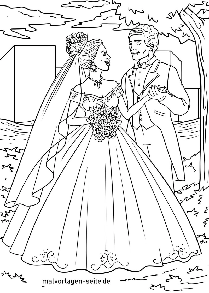 malvorlage-brautpaar-romantischer-moment