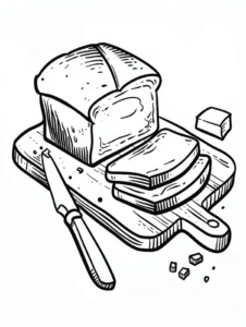malvorlage-brot-auf-holzbrett-mit-messer
