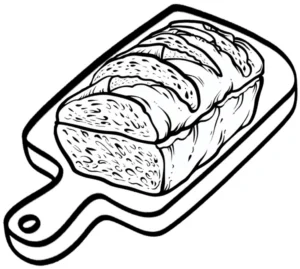 malvorlage-brot-auf-schneidebrett
