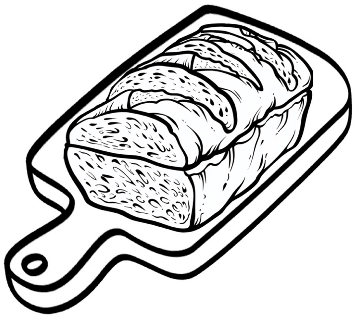 malvorlage-brot-auf-schneidebrett