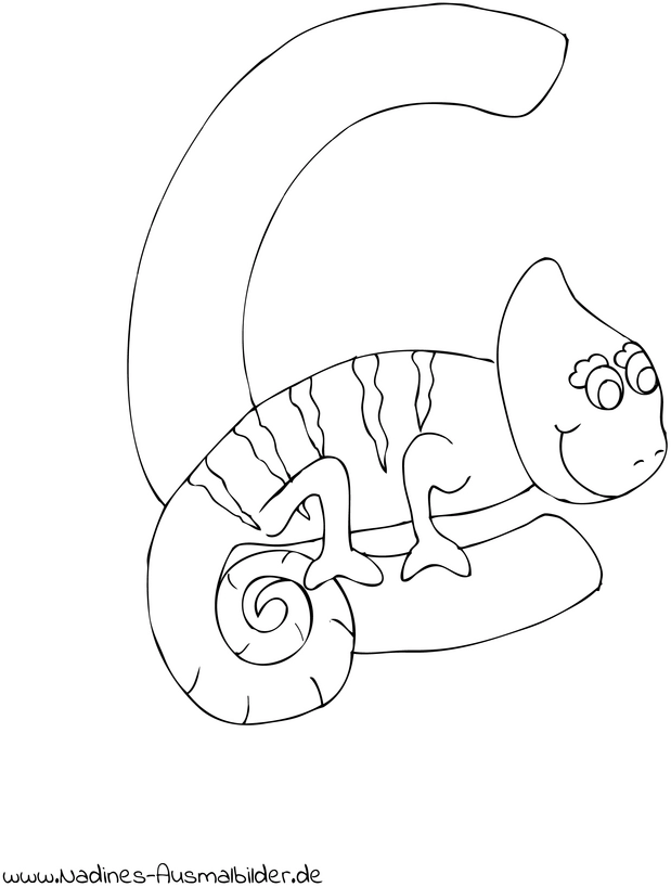 malvorlage-buchstabe-c-mit-chamaeleon