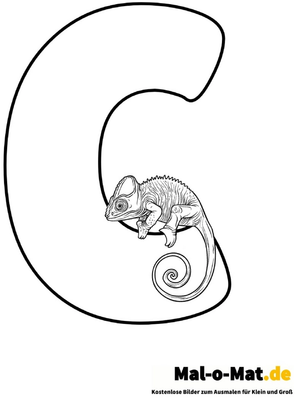 malvorlage-buchstabe-c-mit-chameleon