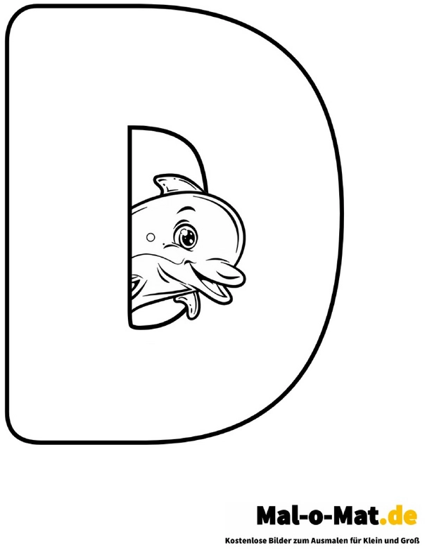 malvorlage-buchstabe-d-mit-delfin