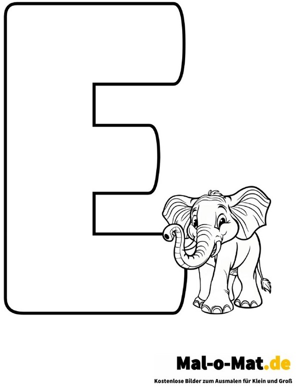 malvorlage-buchstabe-e-elefant