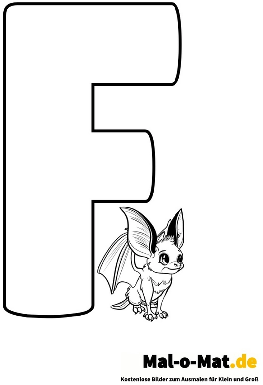 malvorlage-buchstabe-f-mit-fabelwesen