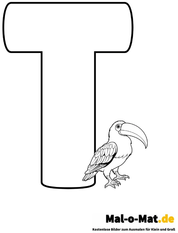 malvorlage-buchstabe-t-mit-tukan