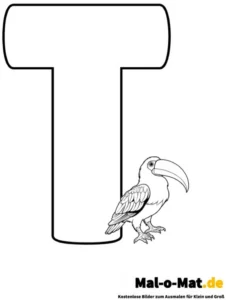malvorlage-buchstabe-t-mit-vogel