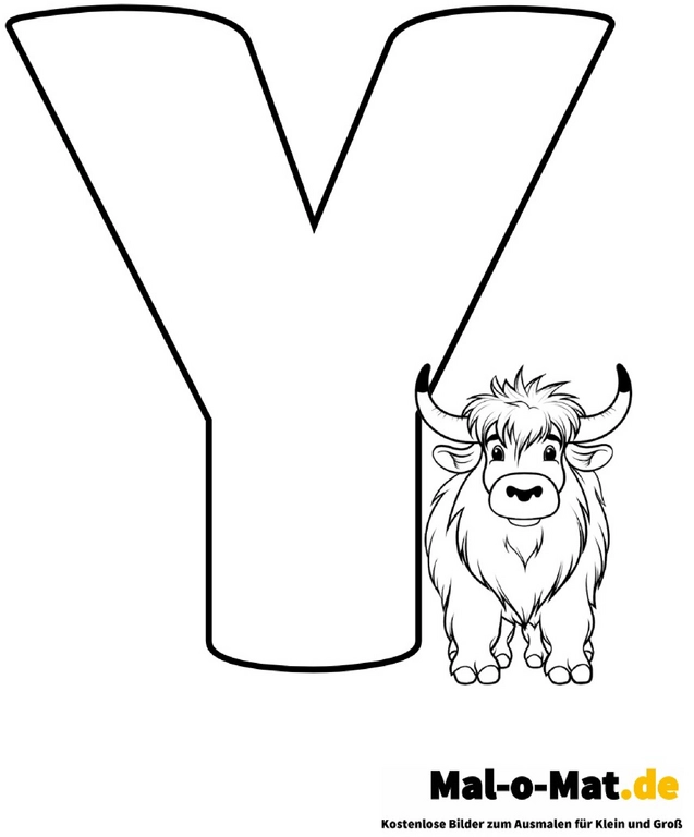 malvorlage-buchstabe-y-mit-yeti