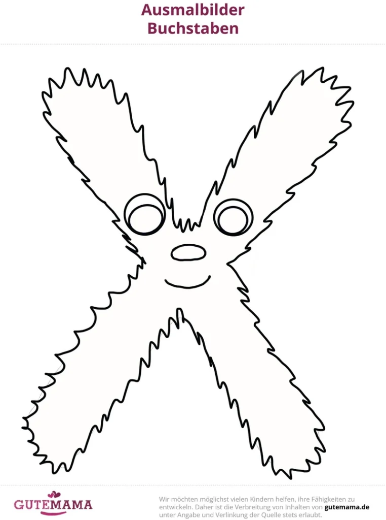 malvorlage-buchstaben-ausmalbild-mit-flauschigem-charakter