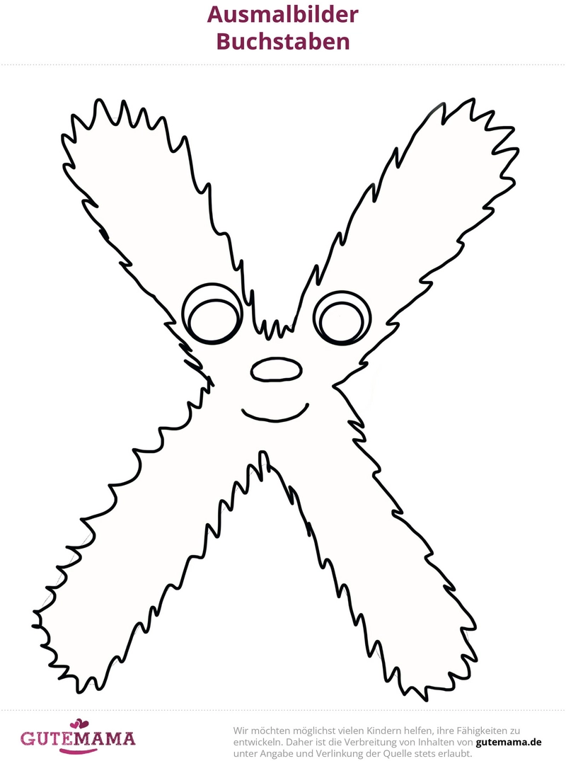malvorlage-buchstaben-ausmalbild-mit-flauschigem-charakter