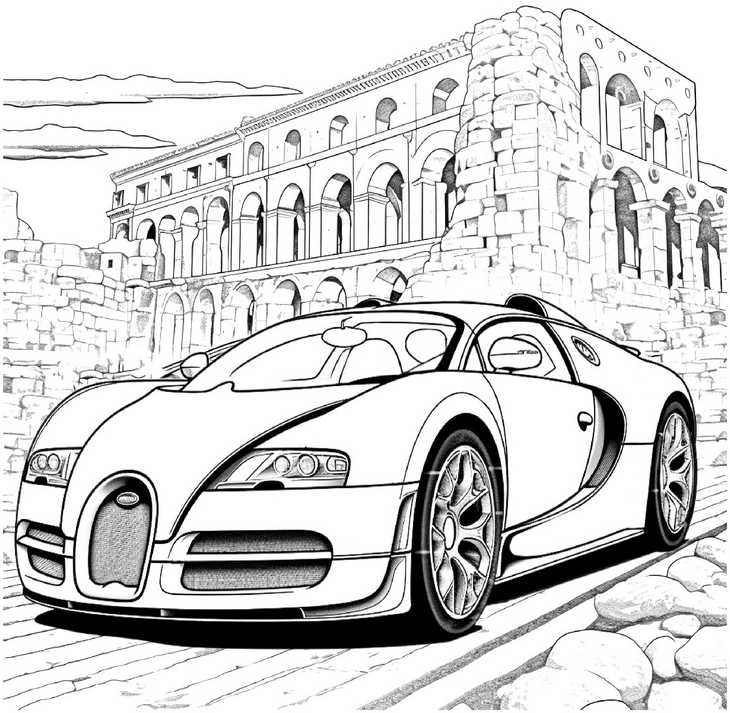 malvorlage-bugatti-vor-kolosseum
