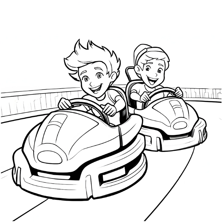 malvorlage-bumper-cars-mit-kindern