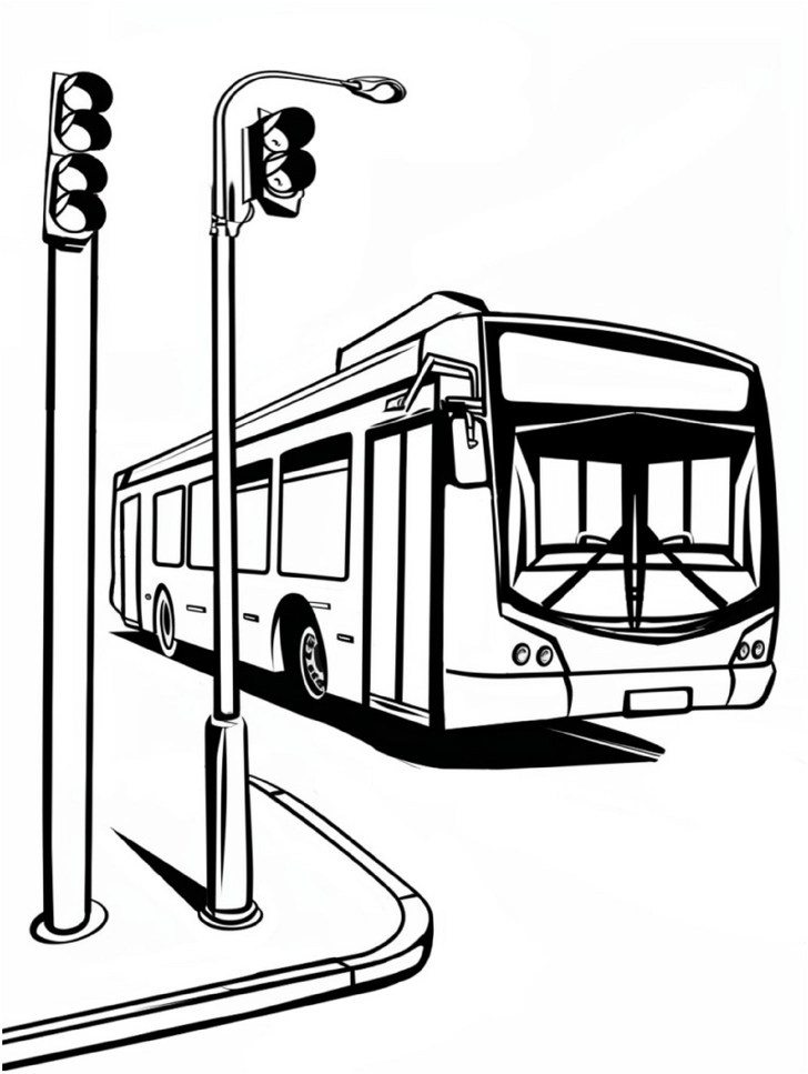 malvorlage-bus-an-ampel-kreativ-ausmalen