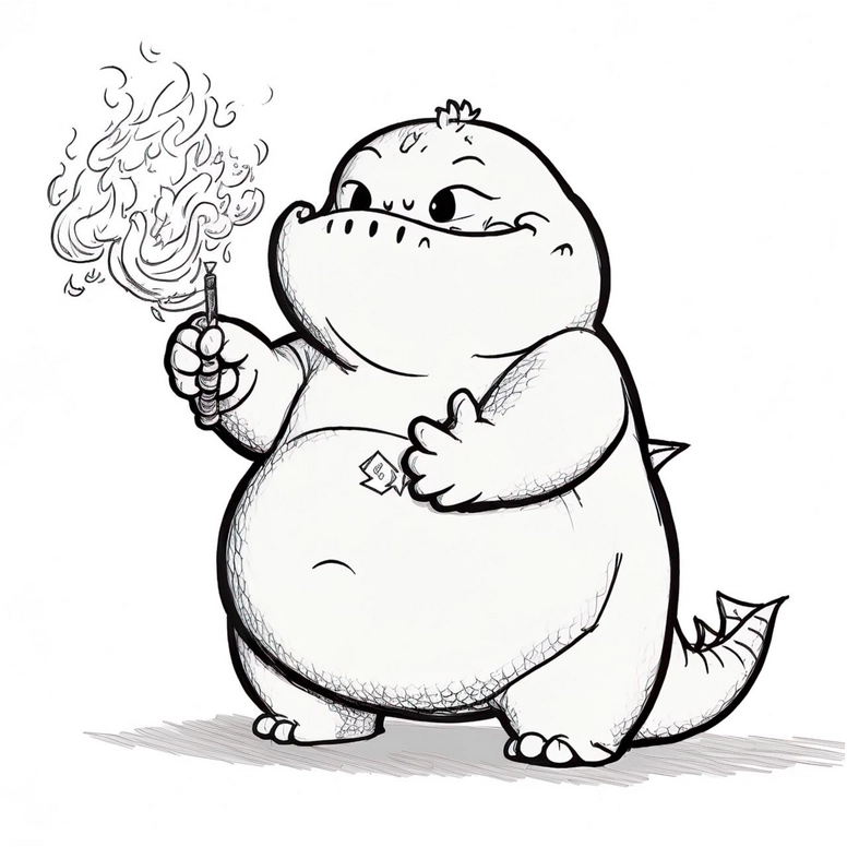 malvorlage-cartoon-monster-mit-feuerzeug