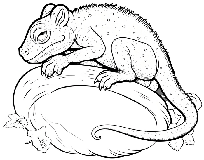 malvorlage-chamaeleon-auf-blatt